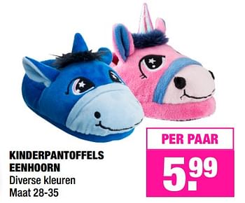 Aanbiedingen Kinderpantoffels eenhoorn - Huismerk - Big Bazar - Geldig van 06/11/2017 tot 19/11/2017 bij Big Bazar