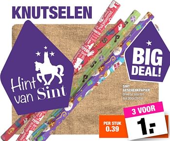 Aanbiedingen Sint geschenkpapier - Huismerk - Big Bazar - Geldig van 06/11/2017 tot 19/11/2017 bij Big Bazar