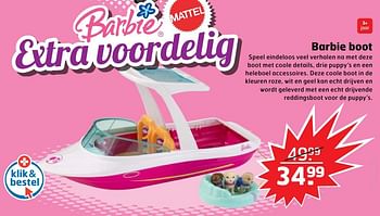 Aanbiedingen Barbie boot - Mattel - Geldig van 05/11/2017 tot 31/12/2017 bij Trekpleister