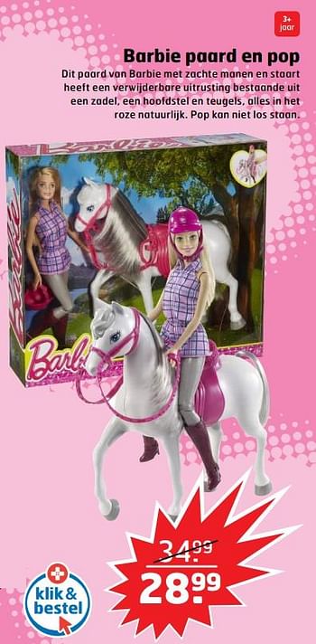 Aanbiedingen Barbie paard en pop - Mattel - Geldig van 05/11/2017 tot 31/12/2017 bij Trekpleister