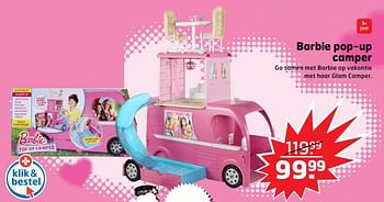 Aanbiedingen Barbie pop-up camper - Mattel - Geldig van 05/11/2017 tot 31/12/2017 bij Trekpleister