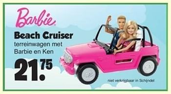Aanbiedingen Barbie beach cruiser terrreinwagen met barbie en ken - Mattel - Geldig van 06/11/2017 tot 26/11/2017 bij Van Cranenbroek