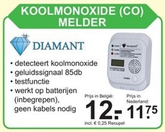 Aanbiedingen Diamant koolmoxide (co) melder - Diamant - Geldig van 06/11/2017 tot 26/11/2017 bij Van Cranenbroek