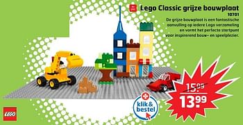 Aanbiedingen Lego classic grijze bouwplaat 10701 - Lego - Geldig van 05/11/2017 tot 31/12/2017 bij Trekpleister