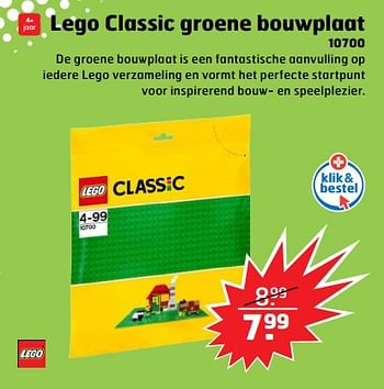 Aanbiedingen Lego classic groene bouwplaat 10700 - Lego - Geldig van 05/11/2017 tot 31/12/2017 bij Trekpleister