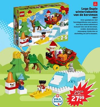 Aanbiedingen Lego duplo wintervakantie van de kerstman 10837 - Lego - Geldig van 05/11/2017 tot 31/12/2017 bij Trekpleister