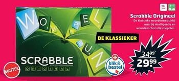 Aanbiedingen Scrabble origineel - Mattel - Geldig van 05/11/2017 tot 31/12/2017 bij Trekpleister