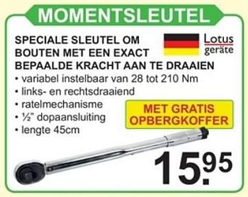 Aanbiedingen Lotus geräte momentsleutel - Lotus Geräte - Geldig van 06/11/2017 tot 26/11/2017 bij Van Cranenbroek