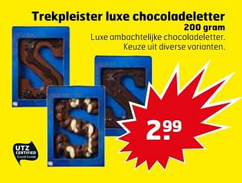Aanbiedingen Trekpleister luxe chocoladeletter - Huismerk - Trekpleister - Geldig van 07/11/2017 tot 12/11/2017 bij Trekpleister