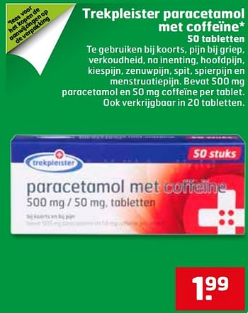 Aanbiedingen Trekpleister paracetamol met coffeïne - Huismerk - Trekpleister - Geldig van 07/11/2017 tot 12/11/2017 bij Trekpleister