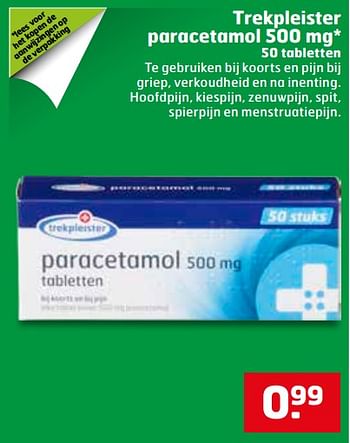 Aanbiedingen Trekpleister paracetamol - Huismerk - Trekpleister - Geldig van 07/11/2017 tot 12/11/2017 bij Trekpleister