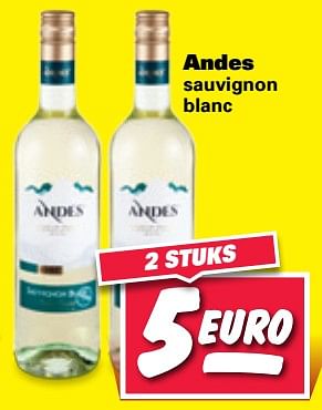 Aanbiedingen Andes sauvignon blanc - Witte wijnen - Geldig van 06/11/2017 tot 12/11/2017 bij Nettorama