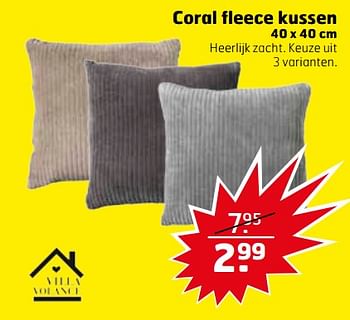 Aanbiedingen Coral fleece kussen - Villa Volance - Geldig van 07/11/2017 tot 12/11/2017 bij Trekpleister