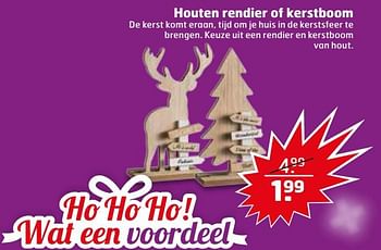 Aanbiedingen Houten rendier of kerstboom - Huismerk - Trekpleister - Geldig van 07/11/2017 tot 12/11/2017 bij Trekpleister