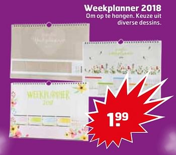 Aanbiedingen Weekplanner 2018 - Huismerk - Trekpleister - Geldig van 07/11/2017 tot 12/11/2017 bij Trekpleister