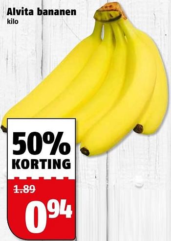 Aanbiedingen Alvita bananen - Alvita - Geldig van 06/11/2017 tot 12/11/2017 bij Poiesz