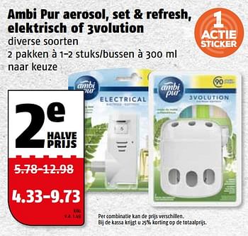 Aanbiedingen Ambi pur aerosol, set + refresh, elektrisch of 3volution - Ambi Pur - Geldig van 06/11/2017 tot 12/11/2017 bij Poiesz