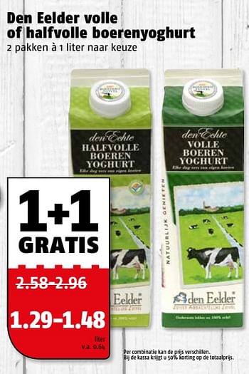 Aanbiedingen Den eelder volle of halfvolle boerenyoghurt - Den Eelder - Geldig van 06/11/2017 tot 12/11/2017 bij Poiesz