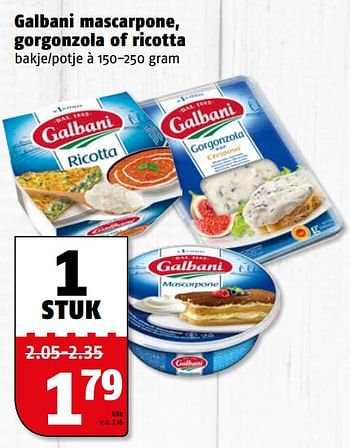 Aanbiedingen Galbani mascarpone, gorgonzola of ricotta - Galbani - Geldig van 06/11/2017 tot 12/11/2017 bij Poiesz