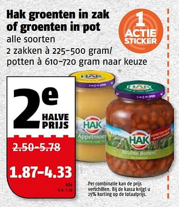 Aanbiedingen Hak groenten in zak of groenten in pot - Hak - Geldig van 06/11/2017 tot 12/11/2017 bij Poiesz