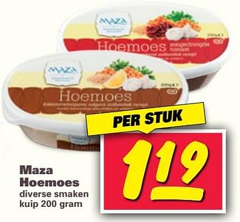 Aanbiedingen Maza hoemoes diverse smaken - Maza - Geldig van 06/11/2017 tot 12/11/2017 bij Nettorama