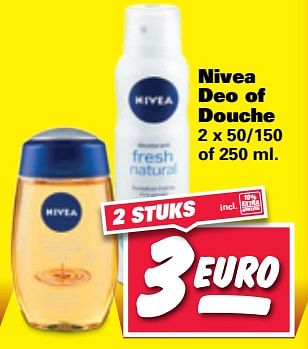 Aanbiedingen Nivea deo of douche - Nivea - Geldig van 06/11/2017 tot 12/11/2017 bij Nettorama