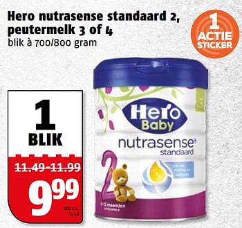 Aanbiedingen Hero nutrasense standaard 2, peutermelk 3 of 4 - Hero Baby - Geldig van 06/11/2017 tot 12/11/2017 bij Poiesz