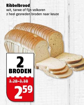 Aanbiedingen Ribbelbrood wit, tarwe of fijn volkoren - Huismerk Poiesz - Geldig van 06/11/2017 tot 12/11/2017 bij Poiesz