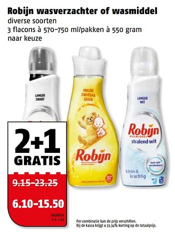 Aanbiedingen Robijn wasverzachter of wasmiddel - Robijn - Geldig van 06/11/2017 tot 12/11/2017 bij Poiesz