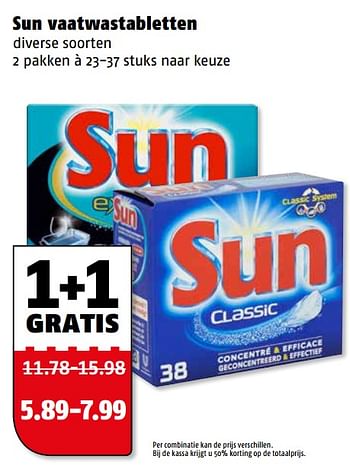 Aanbiedingen Sun vaatwastabletten - Sun - Geldig van 06/11/2017 tot 12/11/2017 bij Poiesz