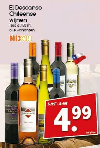 Aanbiedingen El descanso chileense wijnen - Witte wijnen - Geldig van 06/11/2017 tot 11/11/2017 bij Agrimarkt