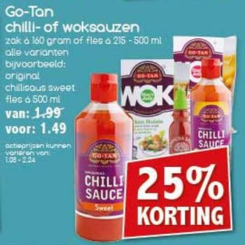 Aanbiedingen Go-tan chilli of woksauzen - Go Tan - Geldig van 06/11/2017 tot 11/11/2017 bij Agrimarkt