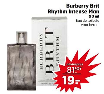 Aanbiedingen Burberry brit rhythm intense man - Burberry - Geldig van 07/11/2017 tot 12/11/2017 bij Trekpleister