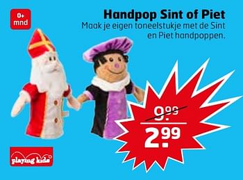 Aanbiedingen Handpop sint of piet - Playing Kids - Geldig van 07/11/2017 tot 12/11/2017 bij Trekpleister