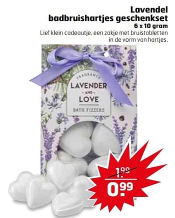 Aanbiedingen Lavendel badbruishartjes geschenkset - Lavendel - Geldig van 07/11/2017 tot 12/11/2017 bij Trekpleister
