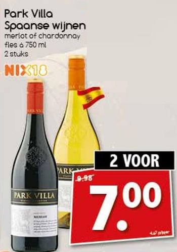 Aanbiedingen Park villa spaanse wijnen - Rode wijnen - Geldig van 06/11/2017 tot 11/11/2017 bij Agrimarkt