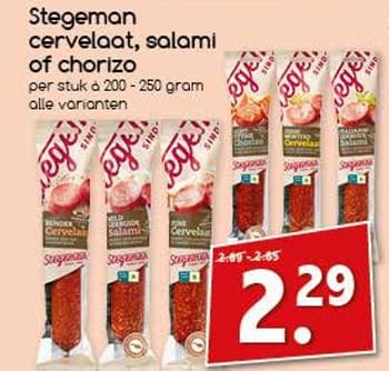 Aanbiedingen Stegeman cervelaat, salami of chorizo - Stegeman - Geldig van 06/11/2017 tot 11/11/2017 bij Agrimarkt