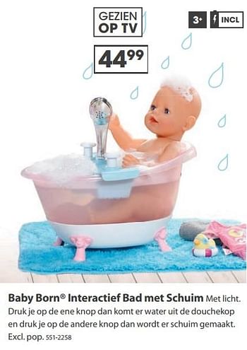 Aanbiedingen Baby born interactief bad met schuim - Baby Born - Geldig van 23/10/2017 tot 05/12/2017 bij Top1Toys