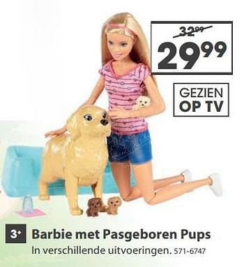 Aanbiedingen Barbie met pasgeboren pups - Mattel - Geldig van 23/10/2017 tot 05/12/2017 bij Top1Toys
