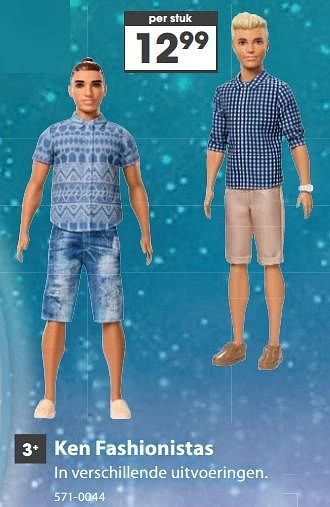 Aanbiedingen Ken fashionistas - Mattel - Geldig van 23/10/2017 tot 05/12/2017 bij Top1Toys