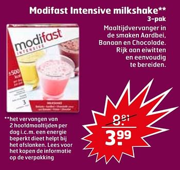 Aanbiedingen Modifast intensive milkshake - Modifast - Geldig van 07/11/2017 tot 12/11/2017 bij Trekpleister