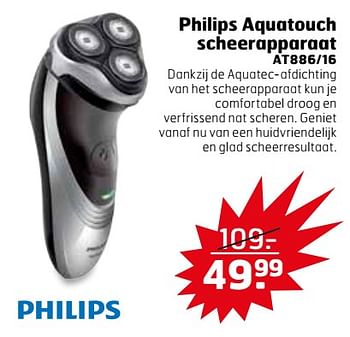 Aanbiedingen Philips aquatouch scheerapparaat at886-16 - Philips - Geldig van 07/11/2017 tot 12/11/2017 bij Trekpleister