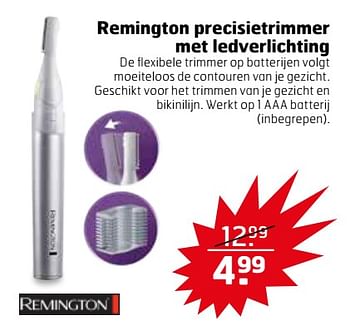 Aanbiedingen Remington precisietrimmer met ledverlichting - Remington - Geldig van 07/11/2017 tot 12/11/2017 bij Trekpleister