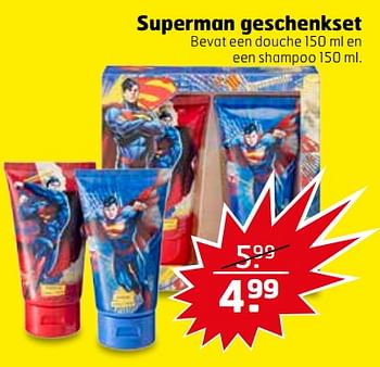 Aanbiedingen Superman geschenkset bevat een douche en een shampoo - Superman - Geldig van 07/11/2017 tot 12/11/2017 bij Trekpleister