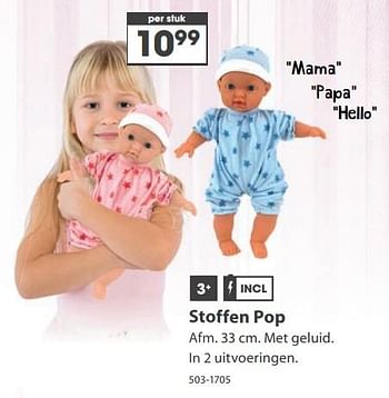 Aanbiedingen Stoffen pop - Huismerk - Top1Toys - Geldig van 23/10/2017 tot 05/12/2017 bij Top1Toys