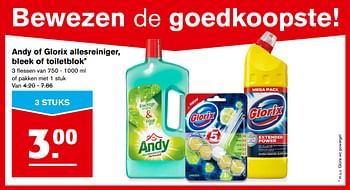 Aanbiedingen Andy of glorix allesreiniger, bleek of toiletblok - Huismerk - Hoogvliet - Geldig van 08/11/2017 tot 14/11/2017 bij Hoogvliet