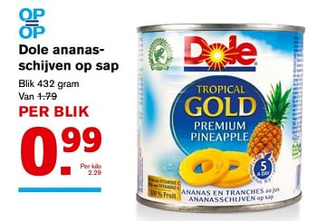 Aanbiedingen Dole ananasschijven op sap - Dole - Geldig van 08/11/2017 tot 14/11/2017 bij Hoogvliet