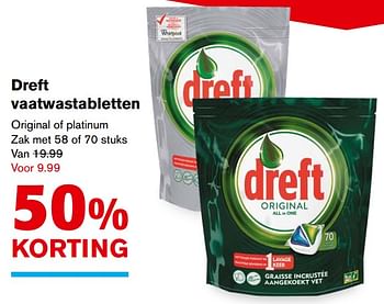 Aanbiedingen Dreft vaatwastabletten - Dreft - Geldig van 08/11/2017 tot 14/11/2017 bij Hoogvliet
