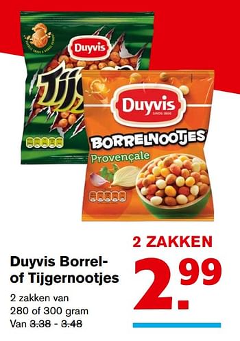 Aanbiedingen Duyvis borrelof tijgernootjes - Duyvis - Geldig van 08/11/2017 tot 14/11/2017 bij Hoogvliet