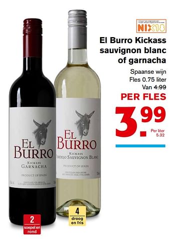 Aanbiedingen El burro kickass sauvignon blanc of garnacha - Rode wijnen - Geldig van 08/11/2017 tot 14/11/2017 bij Hoogvliet